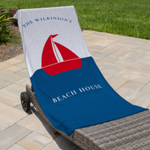 Natuical minimal personalised   beach towel