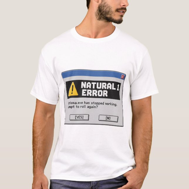 Natural 1 Error D&D T-Shirt | Funny Dungeon Master (Front)