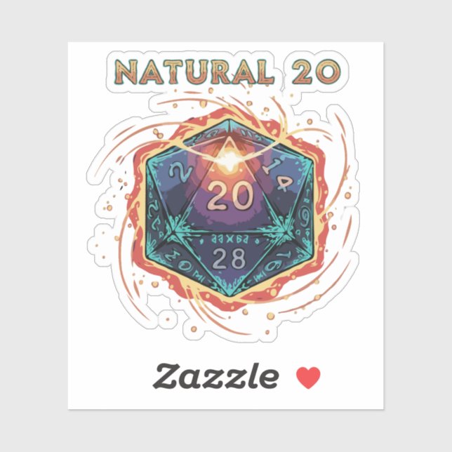 Natural 20 Flaming D20 Dice | Epic D&D Critical  (Sheet)