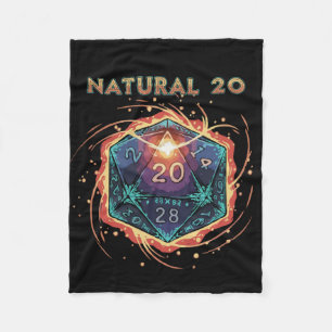 Natural 20 Flaming D20 Dice   Epic D&D Critical   Fleece Blanket