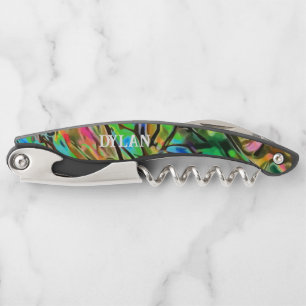 Natural Abalone Shell Paua Personalised Corkscrew