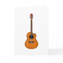 Natural Acoustic Guitar Folded Greeting Card