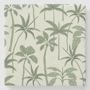 Natural Anchor: Botanical Palm Absorbent Sage Stone Coaster
