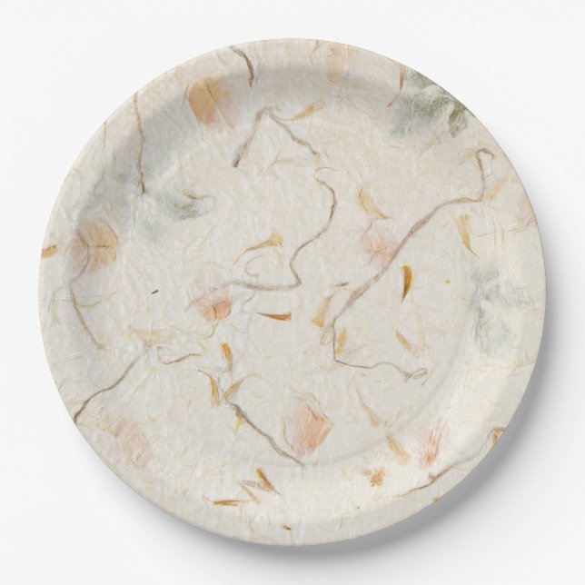 Natural and botanical kraft paper background party plate (Front)