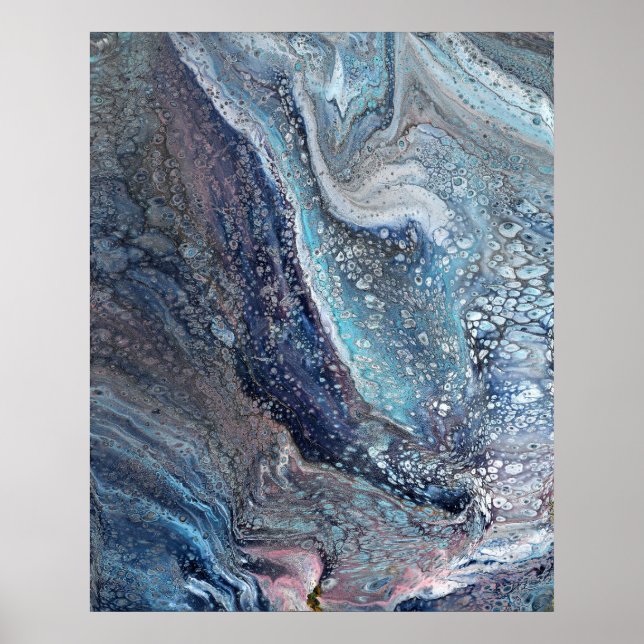 Natural Attraction 1 Blue Fluid Abstract Art Print (Front)