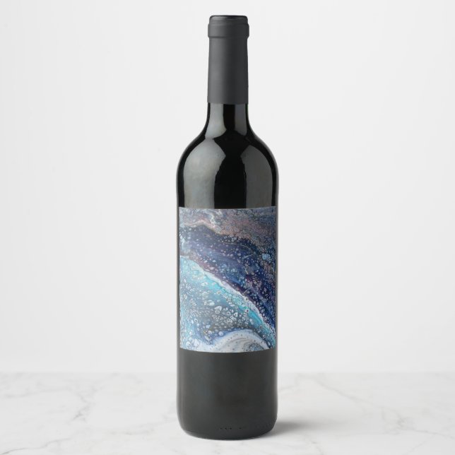 Natural Attraction 2 Blue Geode Wine Bottle Label (Front)