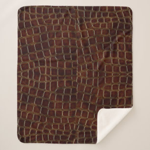 Natural background of lacquered brown crocodile le sherpa blanket