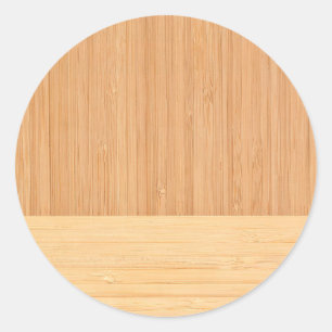 Natural Bamboo Border Wood Grain Look Classic Round Sticker