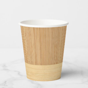 Natural Bamboo Border Wood Grain Look Paper Cups