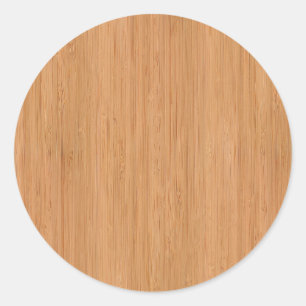 Natural Bamboo Wood Grain Look Classic Round Sticker