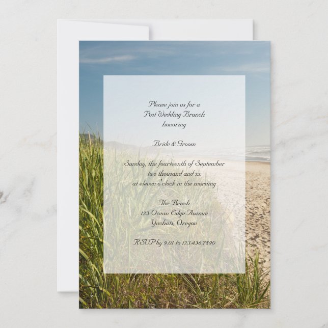 Natural Beach Post Wedding Brunch Invitation (Front)