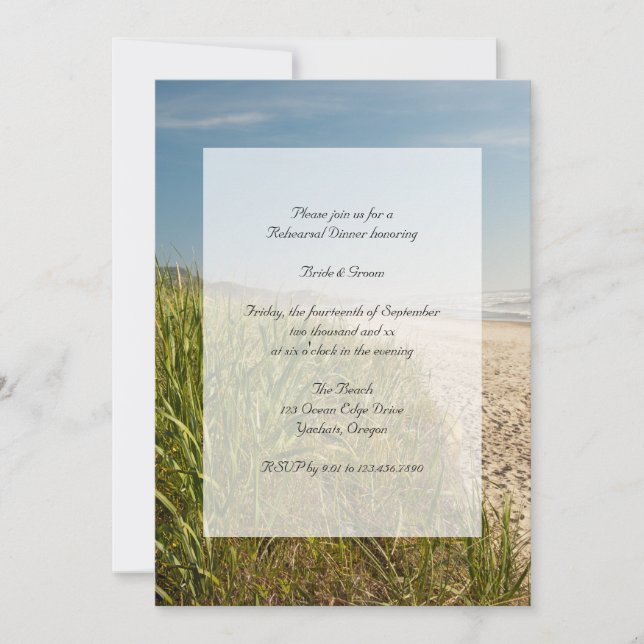 Natural Beach Wedding Rehearsal Dinner Invitation (Front)