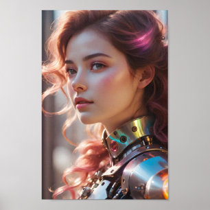 Natural Beauty and Robotic Attire Poster