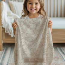 Natural Beige Boho Floral Custom Name