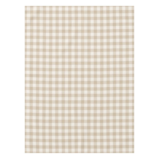Natural Beige Classic Gingham Check Tablecloth (Front)