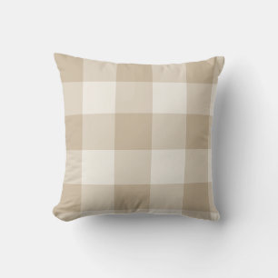 Natural Beige Large Buffalo Plaid Gingham Cushion