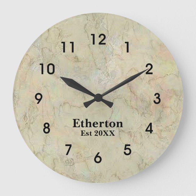 Natural Beige Marble Pattern Acrylic Large Clock (Front)