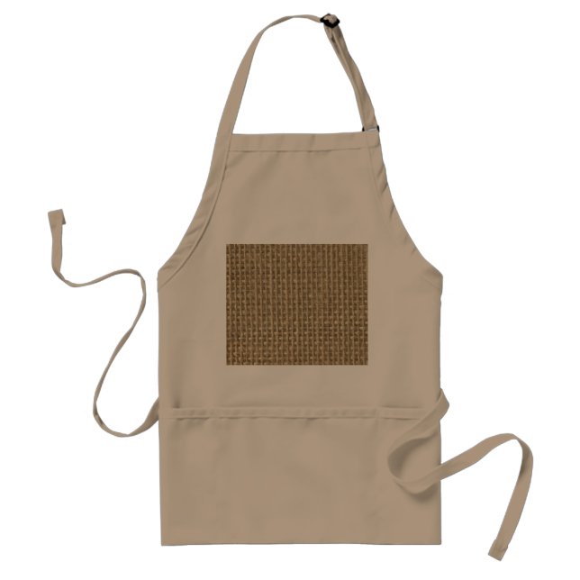 Natural Beige Tan Jute Burlap-Rustic Cabin Wedding Standard Apron (Front)