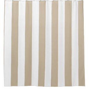 Natural Beige Wide Deckchair Stripe Shower Curtain