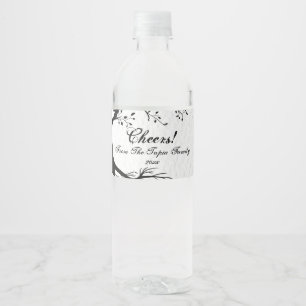 Natural, Black and White Tree Water Bottle Label