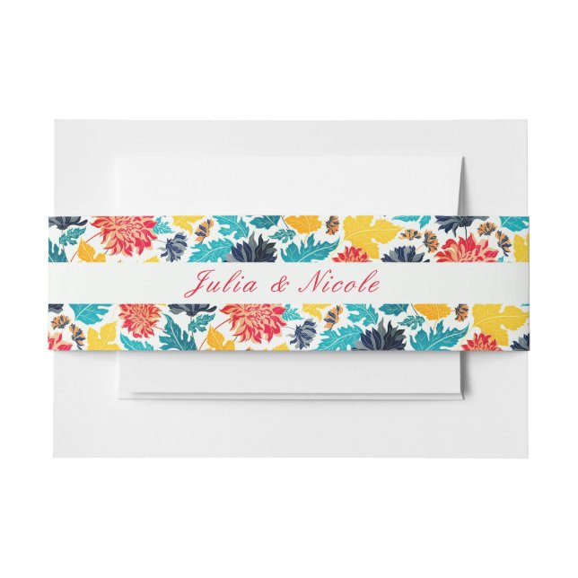 Natural Blue Yellow Watercolor Sunflowers Wedding Invitation Belly Band (Front Example)
