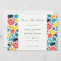 Natural Blue Yellow Watercolor Sunflowers Wedding