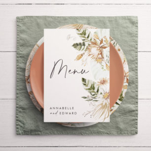 Natural bohemian botanical modern elegant foliage  menu