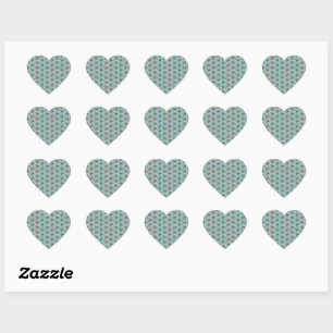 Natural Bohemian Pink Blue Flowers Green Leaves Heart Sticker