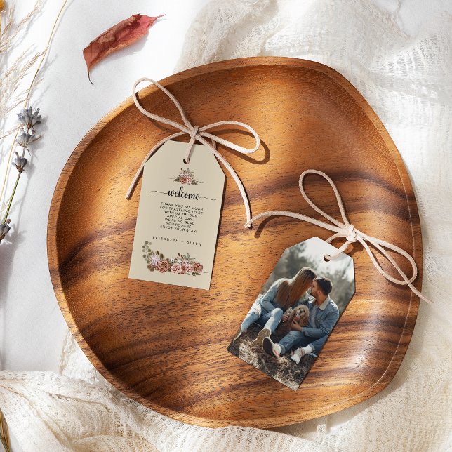 Natural Boho Cottagecore Floral Wedding Welcome Gift Tags (Creator Uploaded)