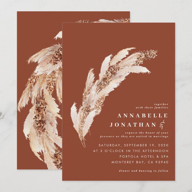 Natural boho pampas grass elegant wedding (Front/Back)