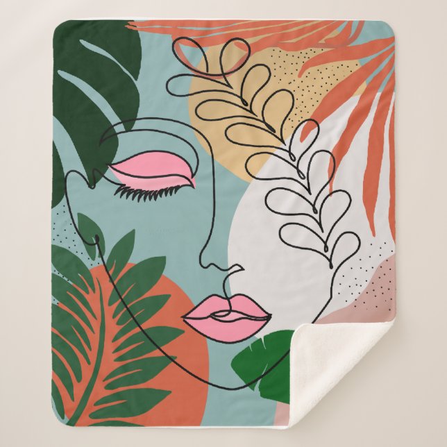 Natural Boho tropical illustration  Sherpa Blanket (Front)