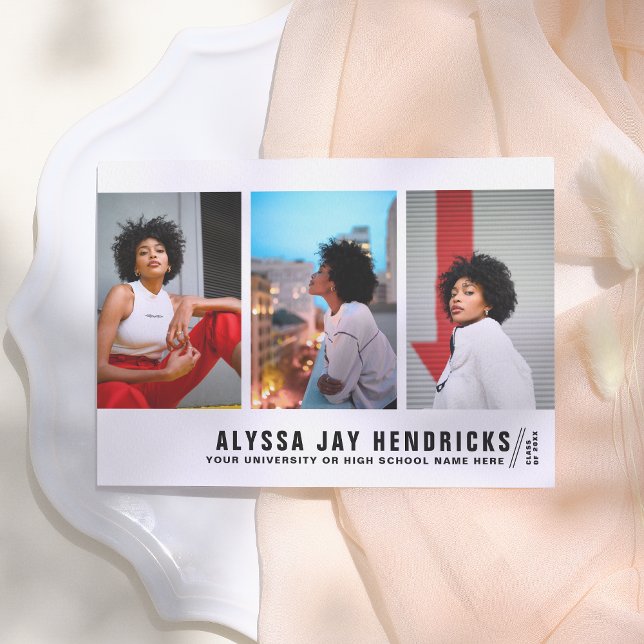 Natural | Bold 3 Photo Graduation Announcement (Creator Uploaded)