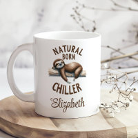 "Natural Born Chiller" Cute Sloth & Script Name