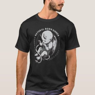 Natural Born Sinner Devil Baby Grunge Goth Emo Pun T-Shirt
