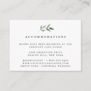 Natural Botanic Branch Wedding Accommodations Enclosure Card