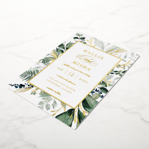 Natural Botanic Foliage Frame Emerald Wedding