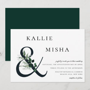 Natural Botanic Greenery Ampersand Wedding Invitation