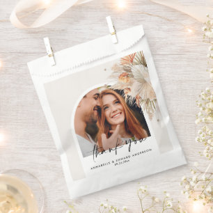 Natural botanical arch photo modern pampas favour bags