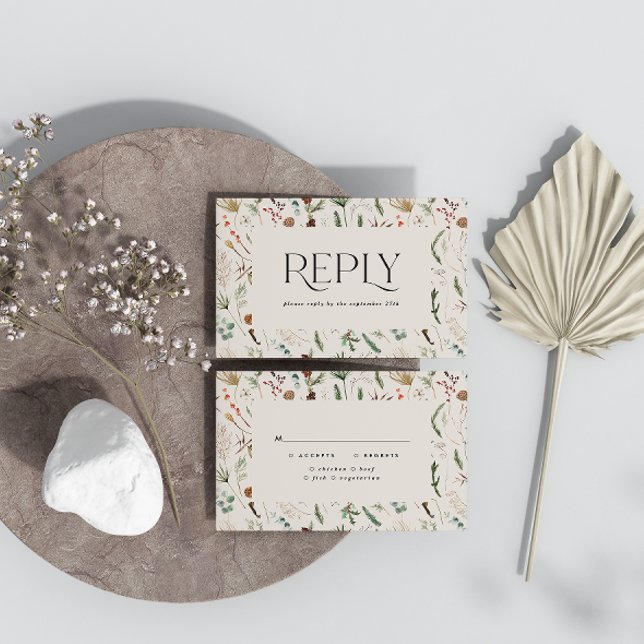 Natural botanical elegant wedding reply minimal enclosure card (Creator Uploaded)