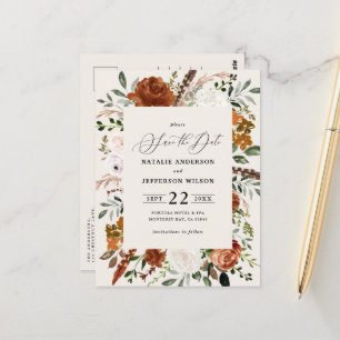 natural botanical rustic elegant modern wedding postcard