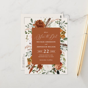 natural botanical rustic elegant modern wedding postcard