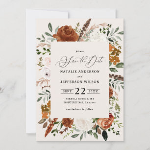 natural botanical rustic elegant modern wedding save the date