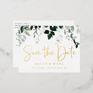 Natural Botanics Save The Date Foil Invitation Postcard