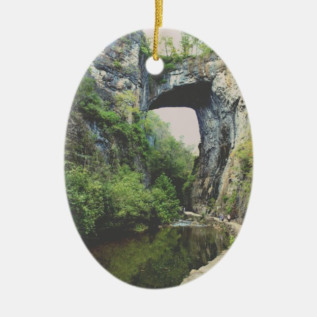 Natural Bridge Virginia Ceramic Tree Decoration (Front)