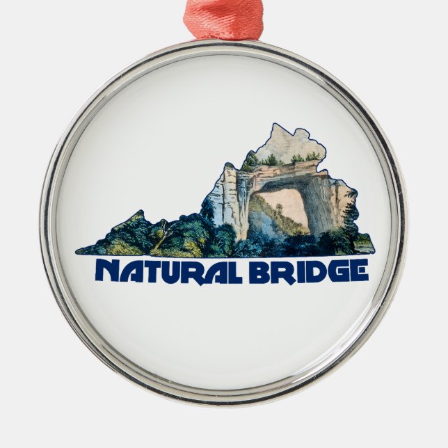 Natural Bridge Virginia State Map Metal Tree Decoration (Front)