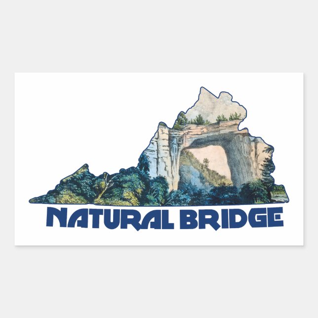 Natural Bridge Virginia State Map Rectangular Sticker (Front)