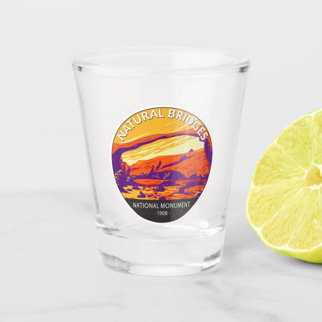 Natural Bridges National Monument Utah Circle Shot Glass (Front)