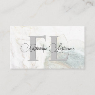 Natural bright marble surface calligraphy monogram business card