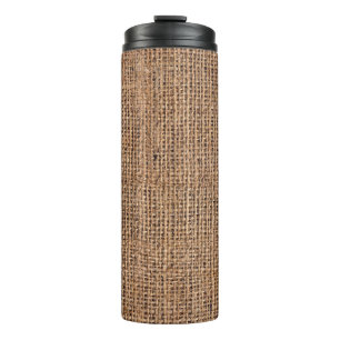 Natural Brown Burlap Canvas Coarse Grunge Backgrou Thermal Tumbler