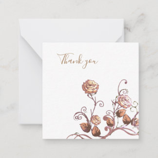 Natural Brown Gold  rose Thank you  Card